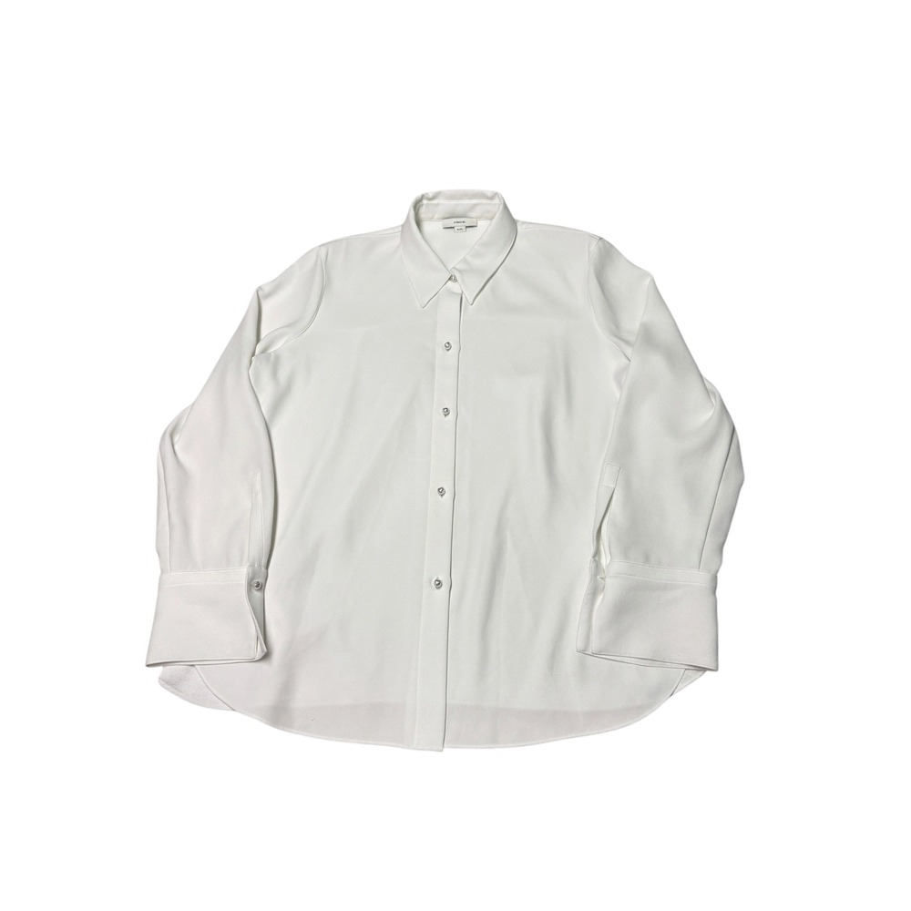 Vince Off White Pearl-Button Long-Sleeve Shirt Womens XL V060413003